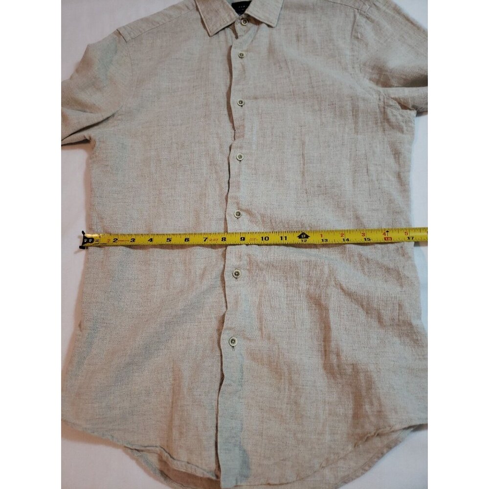 Zara Man Casual button up linen blend shirt slim fit Long Sleeve flip cuf size S - Picture 12 of 15